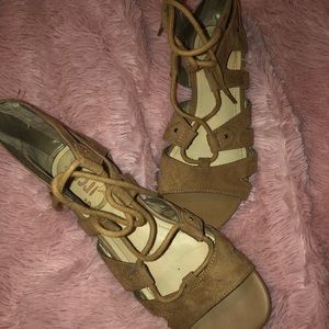 Tan lace up sandals